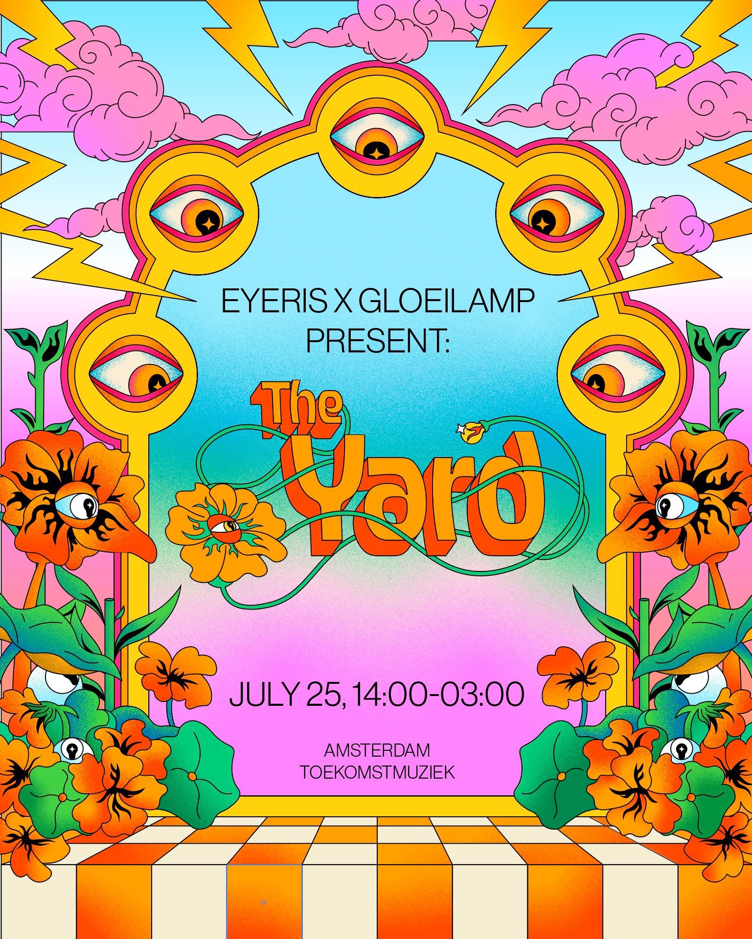 The Yard — official artwork. Eye-Ris × Gloeilamp present: The Yard, July 25, 14:00–03:00, Toekomstmuziek Amsterdam.